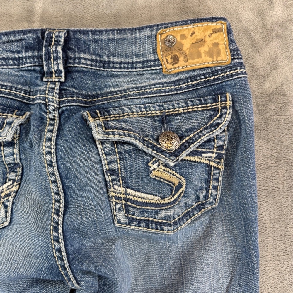 Silver Jeans Suki Surplus Bootcut Jeans Women's Size 27x32 Blue Denim Distressed - Picture 6 of 8